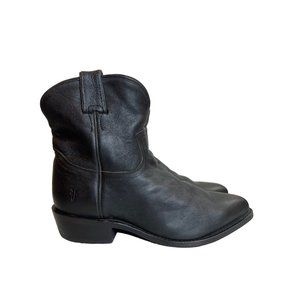 Frye Black Leather Billy Short Boots Western Cowboy Size 9 Point Toe Block Heel